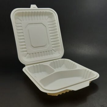 Cornstarch Meal Box 3 Compartment Beige